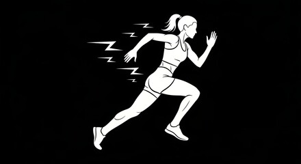 Obraz premium Athlete Sprinting in Motion with Dynamic Speed Lines on Black Background