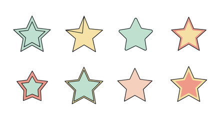 Obraz premium Colorful Hand-drawn Stars Pattern for Kids Crafts, Decor, Invitations, and Education Projects, Cute Illustration for Creative Design