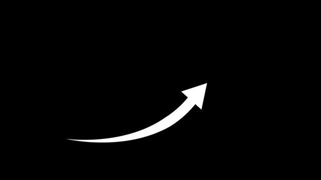 arrow rising transparent channel. Abstract arrow growth chart of economy icon animated down to up arrow animation, on a white background, direction animation,with video.