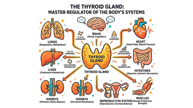 The thyroid gland master regulator of the body's systems with hormones