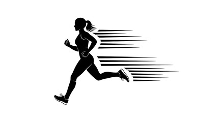 Obraz premium Silhouette Runner Sprinting with Motion Blur on White Background