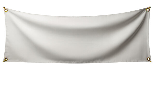 Blank white fabric banner with grommets for hanging