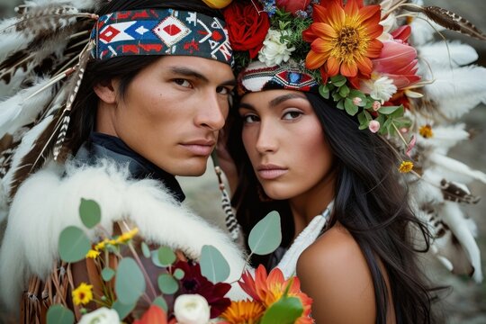 Couple of man flower adult tribe.
