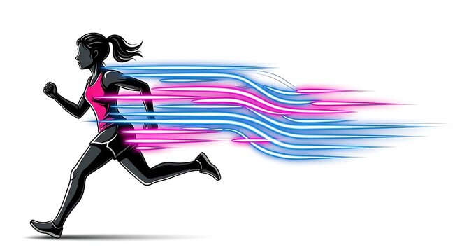 Athlete running with vibrant motion blur effect in dynamic speed illustration
