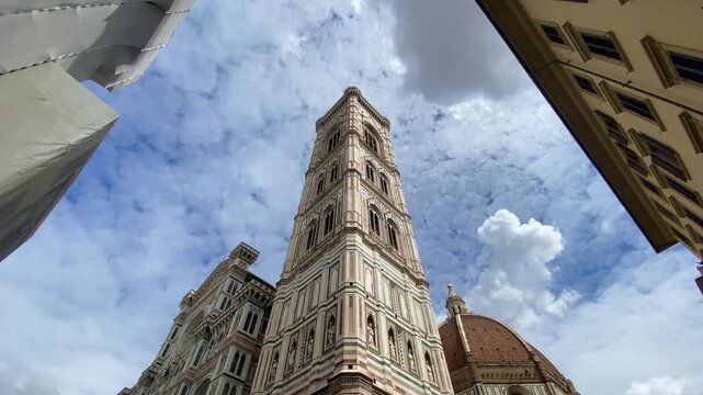 Giotto bell tower from Piazza del Duomo, Florence, Tuscany, Italy