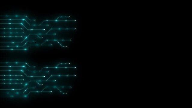 Set of printed circuit board. Abstract futuristic circuit board. Hi tech digital circuit board. Futuristic technology design elements. Vector illustration black background motion animation 4k video.