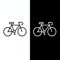 Fototapeta premium Minimalist Line Art Bicycle Icon Set in Black and White for Modern Graphic Design Projects, Perfect for Representing Transport, Sport, and Eco-Friendly Mobility Solutions