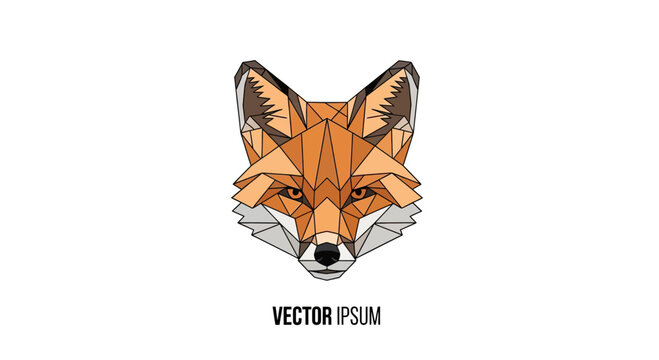 Geometric fox face with sharp angles and warm orange hues