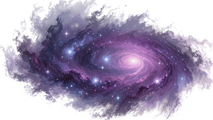 Fototapeta premium Swirling purple and blue galaxy with bright stars and nebulae