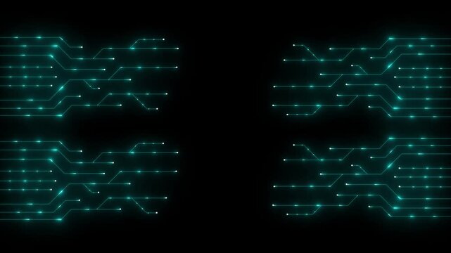 Set of printed circuit board. Abstract futuristic circuit board. Hi tech digital circuit board. Futuristic technology design elements. Vector illustration black background motion animation 4k video.