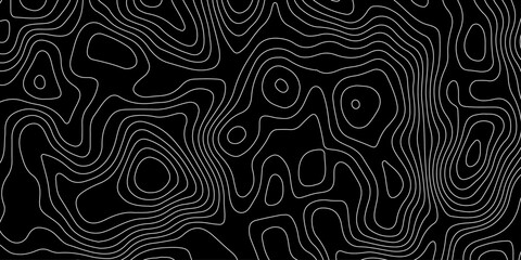 Minimalist abstract topographic contour lines, flowing organic curves, monochrome line art, clean seamless pattern, modern map-inspired design, black background. © Pixel Art Studio