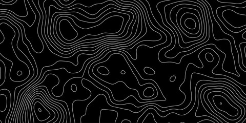 Minimalist abstract topographic contour lines, flowing organic curves, monochrome line art, clean seamless pattern, modern map-inspired design, black background. © Pixel Art Studio