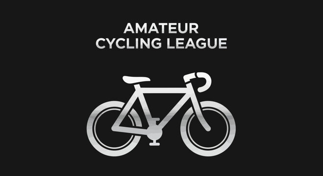 Elegant Amateur Cycling League Logo with a Metallic Monochrome Bicycle On Display