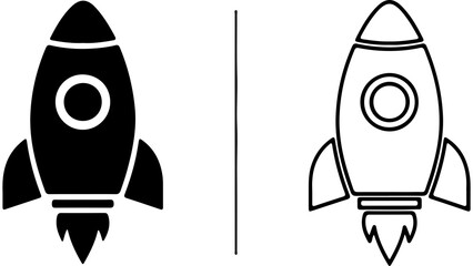 Black And White Rocket Ship Icon Set © Al