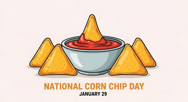 National corn chip day with tortilla chips and salsa dip