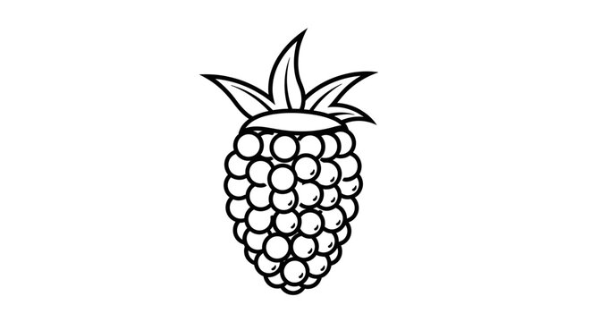 Minimalist raspberry line art vector, hand drawn blackberry berry outline illustration, simple fruit coloring page icon on white background