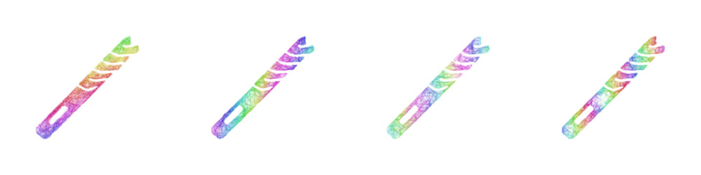 Colorful sketch drill bit icon design set