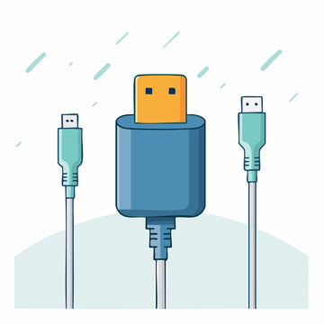 Vector illustration of USB and HDMI cables