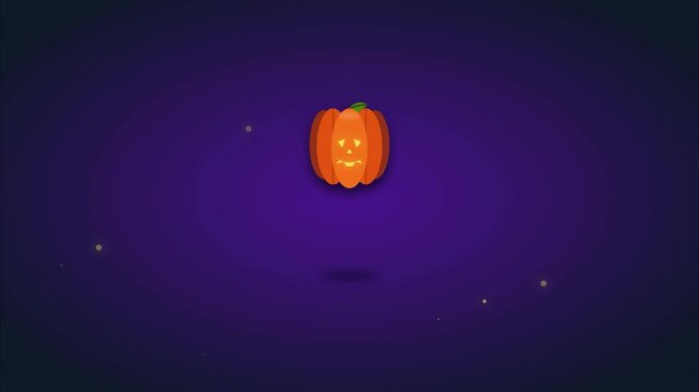 Bouncing halloween jack o lantern cartoon character purple backdrop