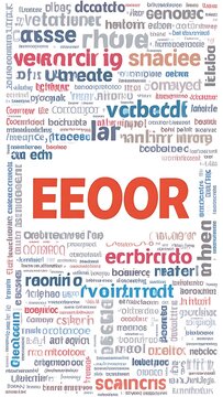 A vibrant, multicolored word cloud with prominent red text