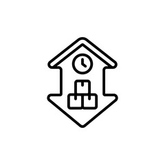 Fototapeta premium Home delivery icon with clock and package downward arrow.