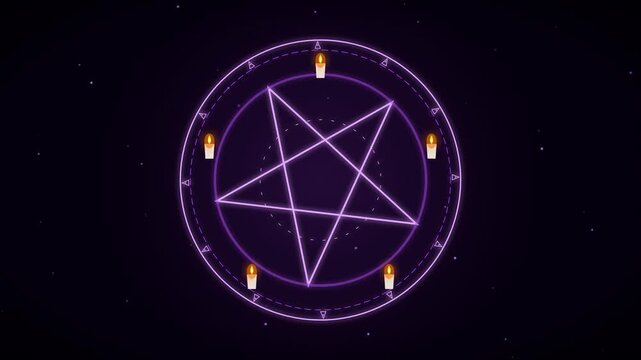 Purple pentagram ritual circle mystical glowing animation loop motion