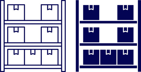 Simple line icon of empty and filled bookshelves with bookmarked books © MR7