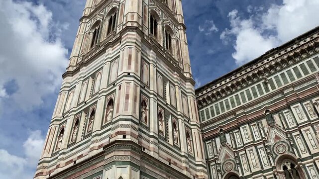 Giotto bell tower from Piazza del Duomo, Florence, Tuscany, Italy