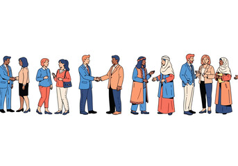Obraz premium Diverse group of people interacting and shaking hands