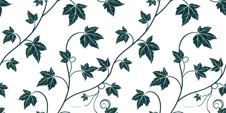 Seamless Ivy Leaf Vine Pattern Elegant Botanical Background with Climbing Foliage Decorative Nature Design for Textile Wallpaper Fabric and Surface Prints