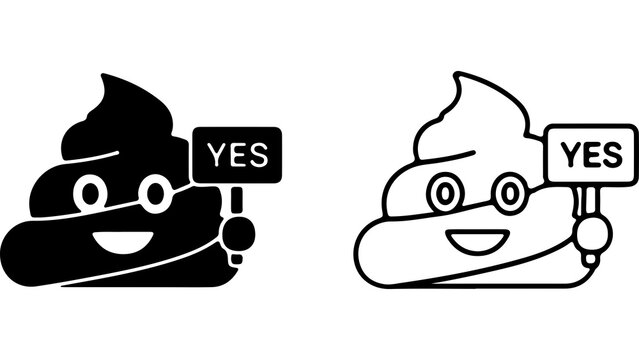 Cute Poop Emoji Holding A Yes Sign