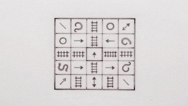 Square grid rows columns arranged grid-like pattern each row contains number represented series small thin lin