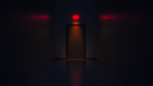 Dark corridor with a red light loop
