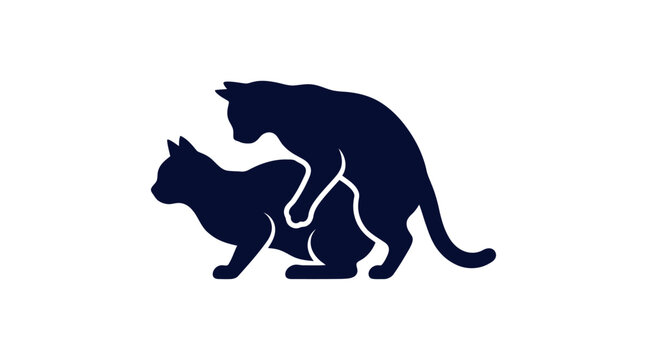 Silhouette icon of two domestic cats mating