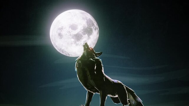 wolf howling at the moon