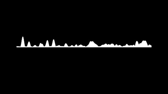Abstract sound frequency waveform visualizer, glowing white equalizer pulse animation, futuristic voice recording display, clean black background motion graphics, 4k  video.