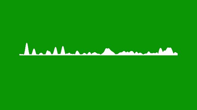 Abstract sound frequency waveform visualizer, glowing white equalizer pulse animation, futuristic voice recording display, clean green background motion graphics, 4k  video.