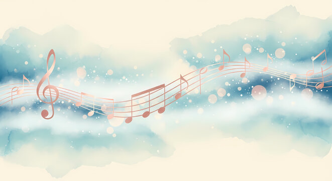 Music Day Watercolor Musical Notes Background