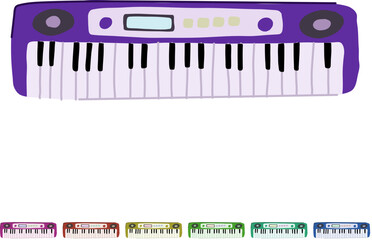 Fototapeta premium filter synthesizer cartoon. sequencer lfo, envelope arpeggiator, sampler polyphonic filter synthesizer sign vector