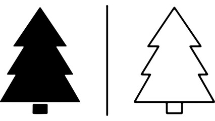 Minimalist Christmas Tree Silhouette And Outline Icons © Anesyahannah