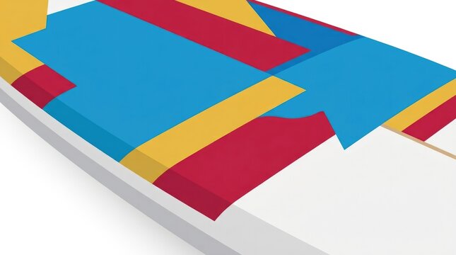 Vibrant close-up of colorful geometric pattern on surfboard for summer and beach design
