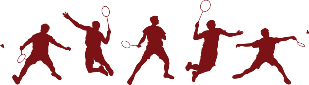 Tennis Player Silhouette Action Set Vector Collection. Dynamic Athletes Performing Serves Swings and Match Movements Isolated on White. Sports Competition Illustrations for Fitness Themes.