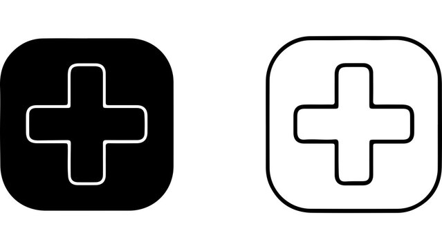 Minimalist Plus Sign Icon Set Black And White