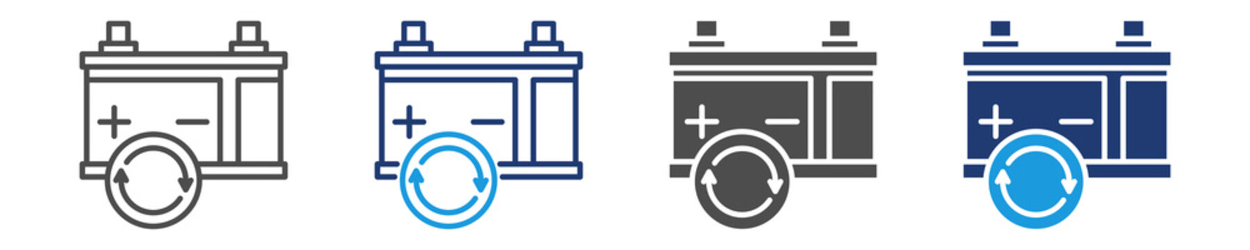 lithium battery icon set multiple style