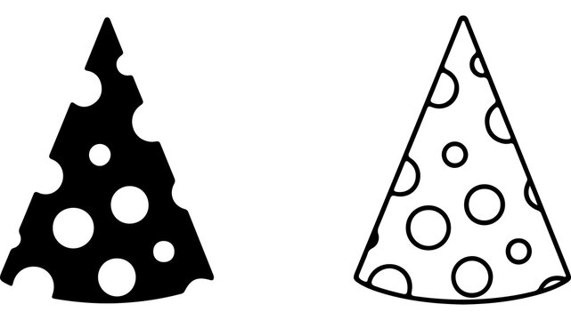 Swiss Cheese Slice Silhouette and Outline Icons