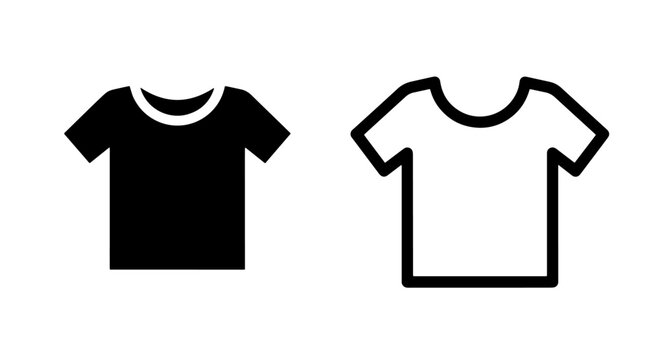 Black and white t-shirt icons with simple shapes for fashion or design concepts