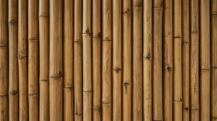 Naklejka premium Bamboo wall, bamboo texture, natural background, wooden fence