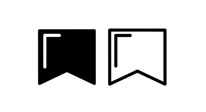 Bookmark icon vector, black and white outline, save sign, favorite button symbol