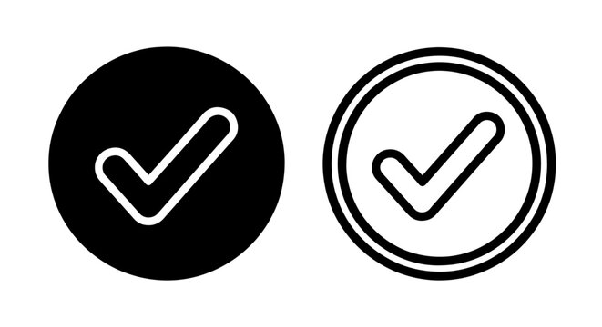 Outline check mark in circle icon set, representing accepted status, task completion, and success with a sleek style.