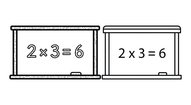 two whiteboards with math equations line art whiteboard equation multiplication